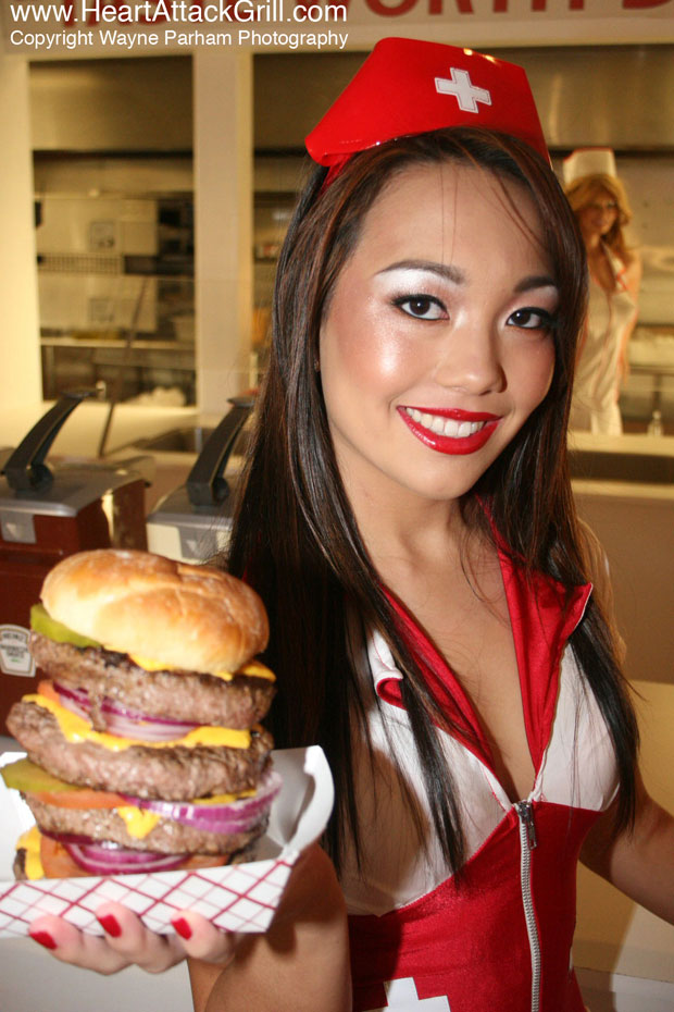 Heart Attack Grill Quadruple Bypass Burger sexy asian nurse