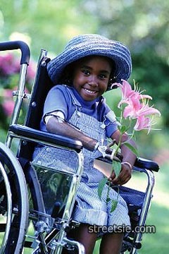 Disabled child in a wheelchair